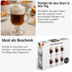 Irish Coffee Gläser mit Henkel (6er Set) - 227 ml - Ideal für Latte, Whisky, Glühwein & Heiße Schokolade