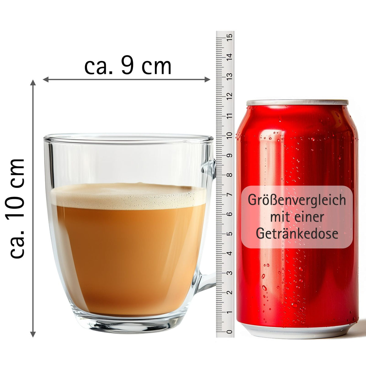 Henkelgläser 310 ml – Hitzebeständige Gläser für Kaffee & Tee –