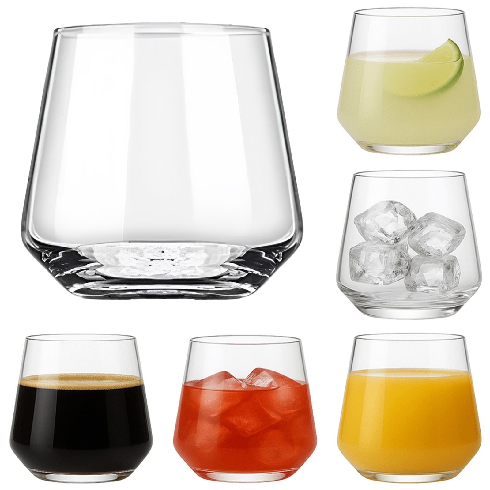 Trinkgläser Set Modernes Trinkgläser Set, 385 ml Klare Wassergläser mit dickem Boden, Perfekt für Cocktails, Wasser und Softdrinks, Spülmaschinenfest, Vielseitig