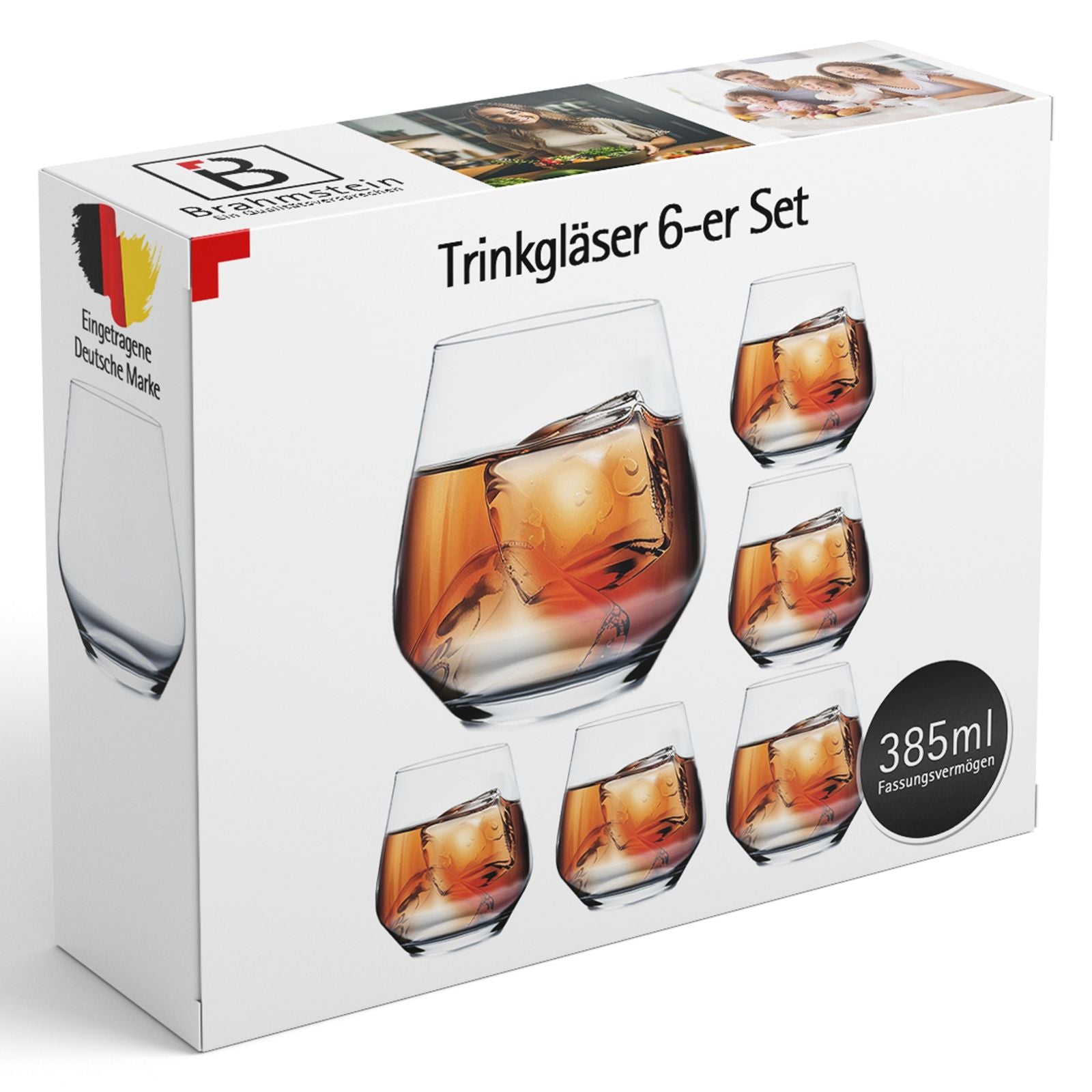 Trinkgläser Set Modernes Trinkgläser Set, 385 ml Klare Wassergläser mit dickem Boden, Perfekt für Cocktails, Wasser und Softdrinks, Spülmaschinenfest, Vielseitig