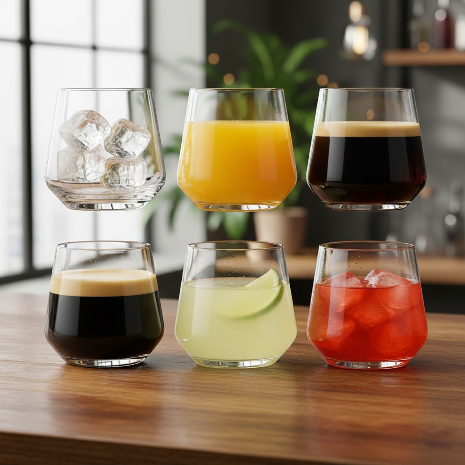 Trinkgläser Set Modernes Trinkgläser Set, 385 ml Klare Wassergläser mit dickem Boden, Perfekt für Cocktails, Wasser und Softdrinks, Spülmaschinenfest, Vielseitig