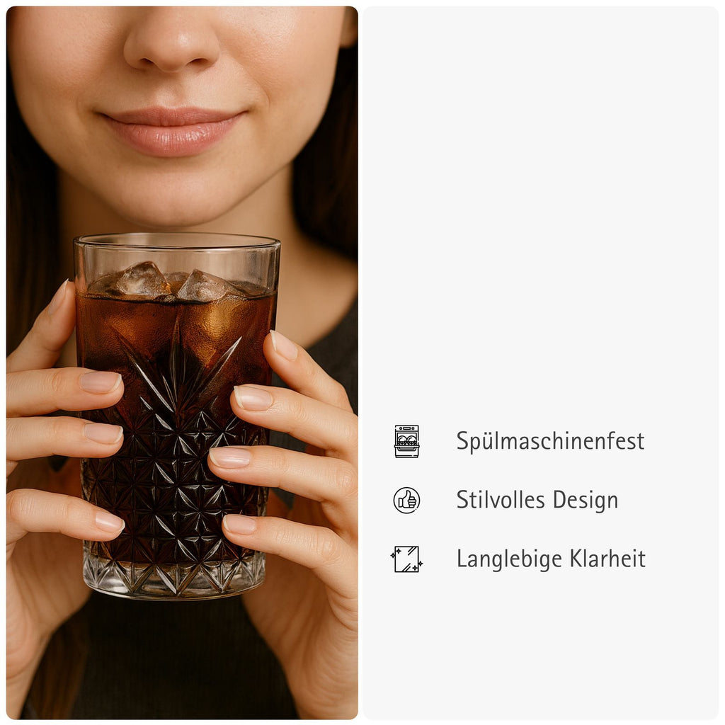 Trinkgläser Set Wassergläser und Saftgläser Set, Spülmaschinenfest, Ästhetische Wasserglas und Drinking Glass Kollektion, für Wasser und Saft, Wasser Gläser Set
