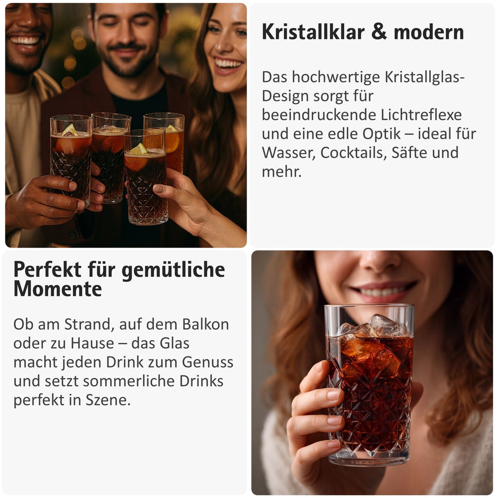 Trinkgläser Set Wassergläser und Saftgläser Set, Spülmaschinenfest, Ästhetische Wasserglas und Drinking Glass Kollektion, für Wasser und Saft, Wasser Gläser Set