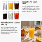 Trinkgläser Set Wassergläser und Saftgläser Set, Spülmaschinenfest, Ästhetische Wasserglas und Drinking Glass Kollektion, für Wasser und Saft, Wasser Gläser Set