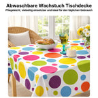 Wachstuch Tischdecke abwaschbar – pflegeleicht & wasserdicht – PVC mit Vliesrücken - Punkte groß bunt