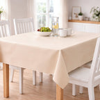 Wachstuch Tischdecke abwaschbar – pflegeleicht & wasserdicht – PVC mit Vliesrücken - Creme