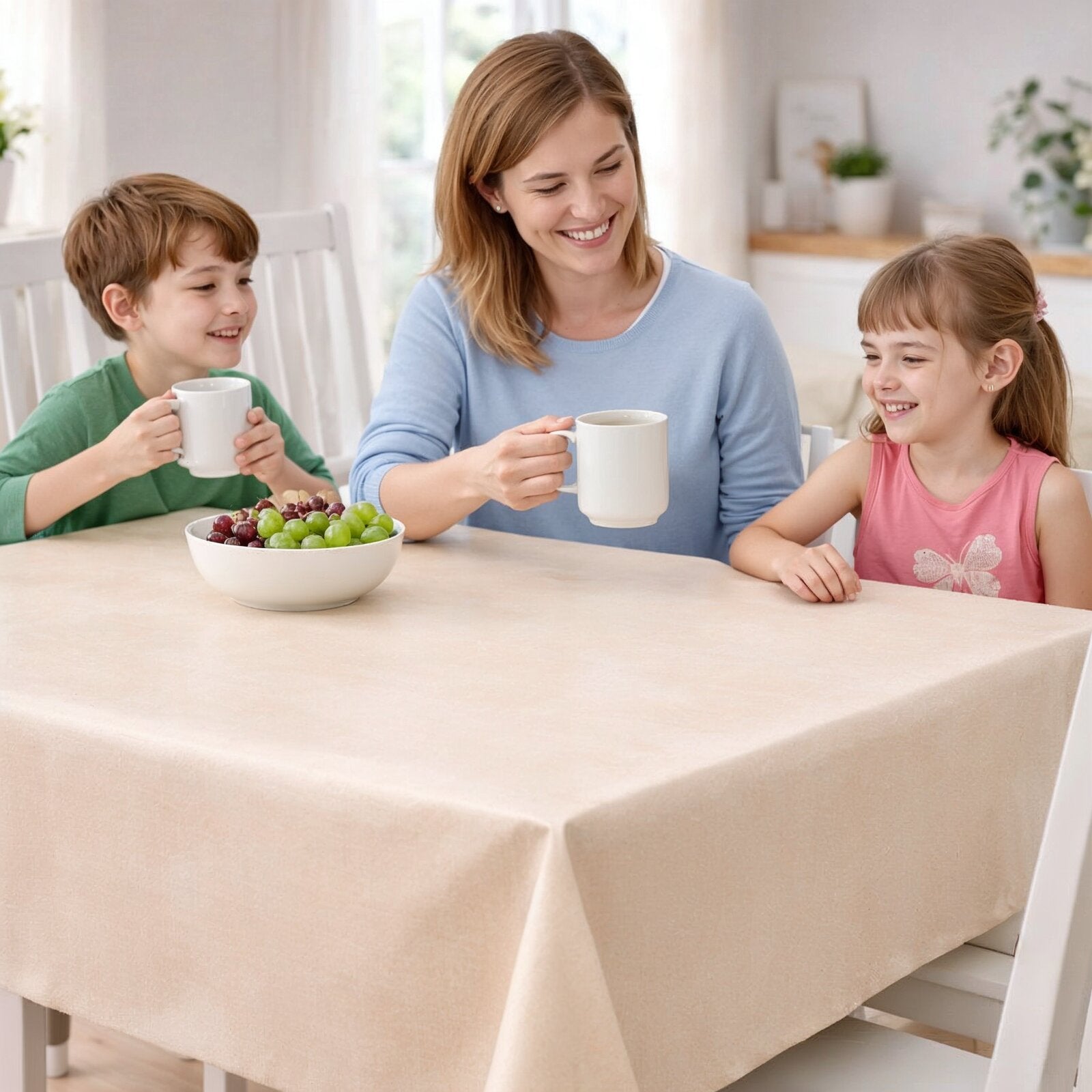 Wachstuch Tischdecke abwaschbar – pflegeleicht & wasserdicht – PVC mit Vliesrücken - Creme