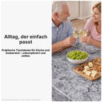 Wachstuch Tischdecke abwaschbar – pflegeleicht & wasserdicht – PVC mit Vliesrücken - Marmor grau